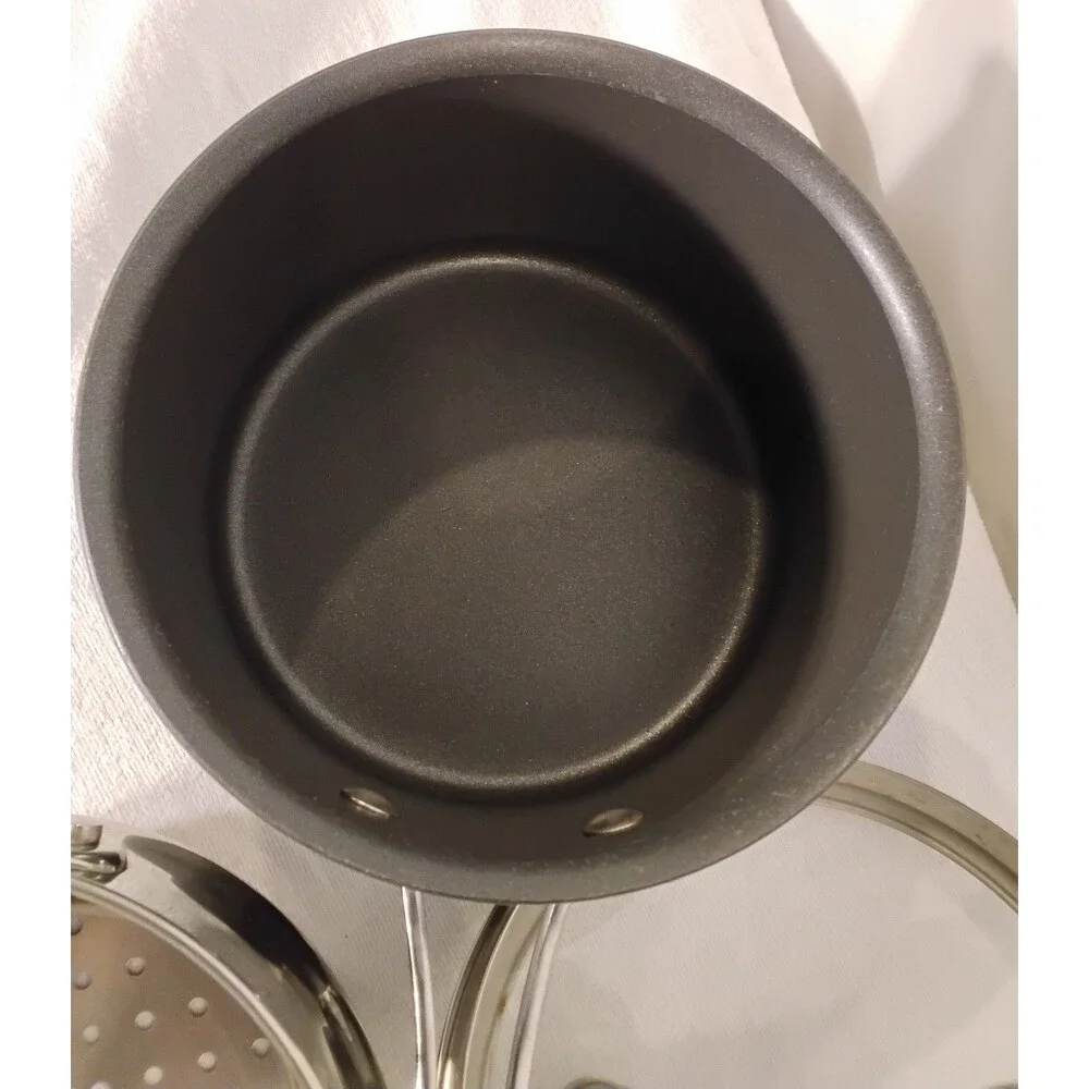 Food Network 3 Qt. Hard-anodized Aluminum Pot Stainless Steamer Insert, Tempered